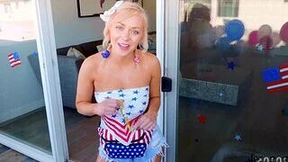 Fucking in the kitchen ends with cum on boobs for Ava Sinclaire